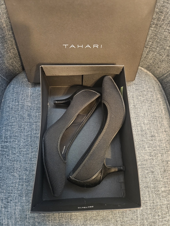 Tahari Shoes - Tahari Black Woven Pointed-Toe Low Heels